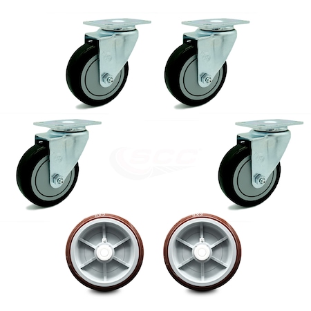 Service Caster Regency 600UBCKIT6 U-Boat Cart Caster and Wheel Replacement Set - REG-20S414-PPUB-BLK-TP2-4-PPUD820-2